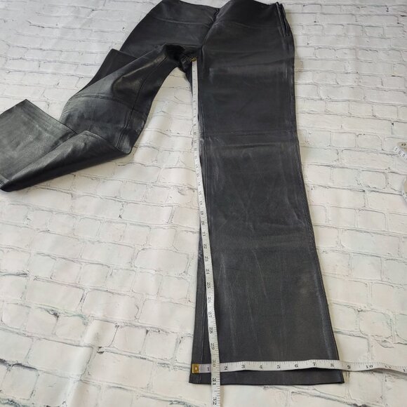 Express women’s black 100% leather bootcut pants size 5/6 - Picture 4 of 11